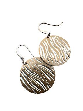 Sterling Silver Earrings Animal Print Discs Pierced